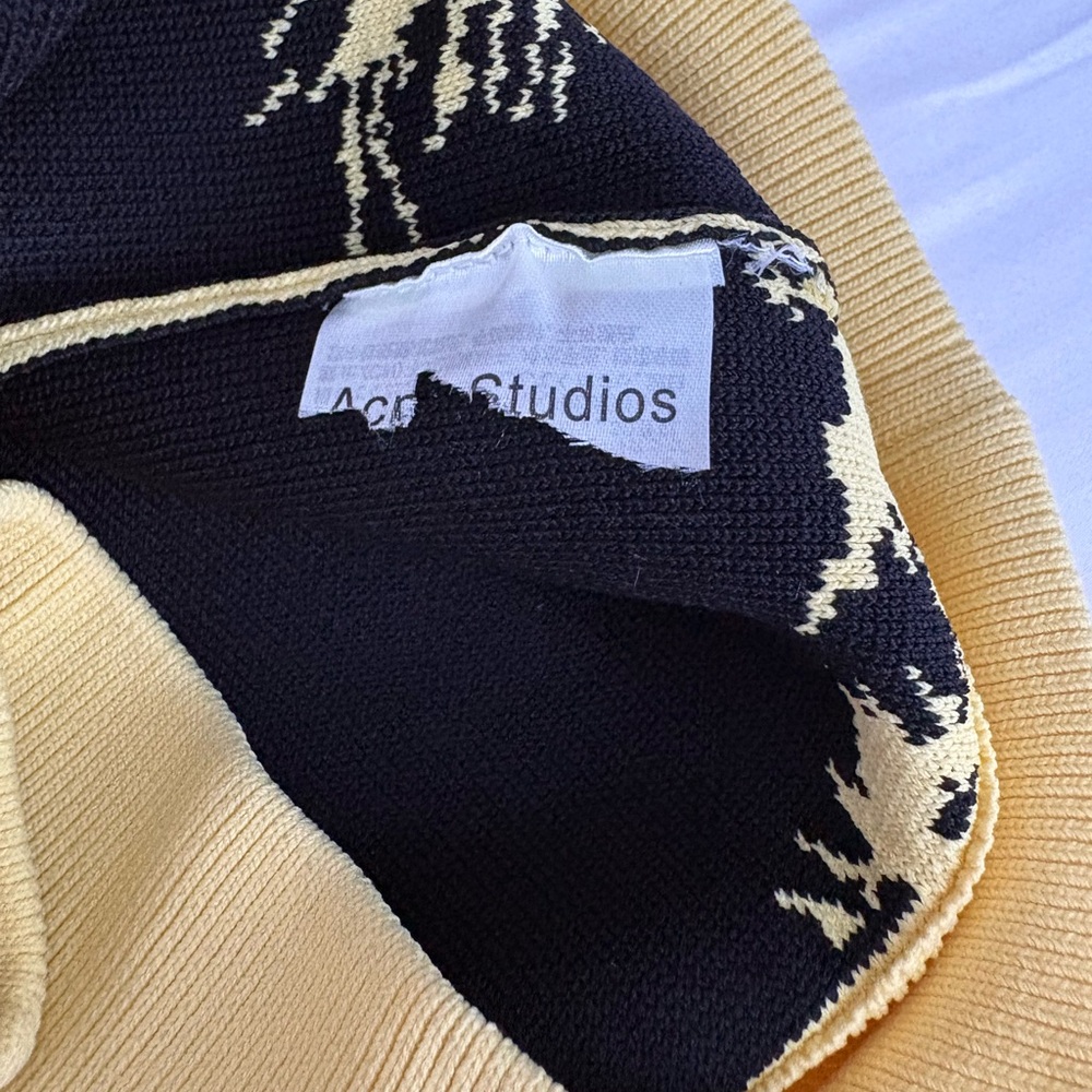 NWOT Acne Studio Style Yellow Ink Splatter Splash  Sweater S - Picture 13 of 13